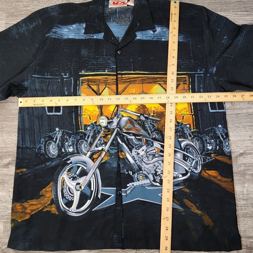 Vintage Biker 90s Y2K Motorcycle Short Sleeve Button Up Shirt Sz L - Picture 7 of 10